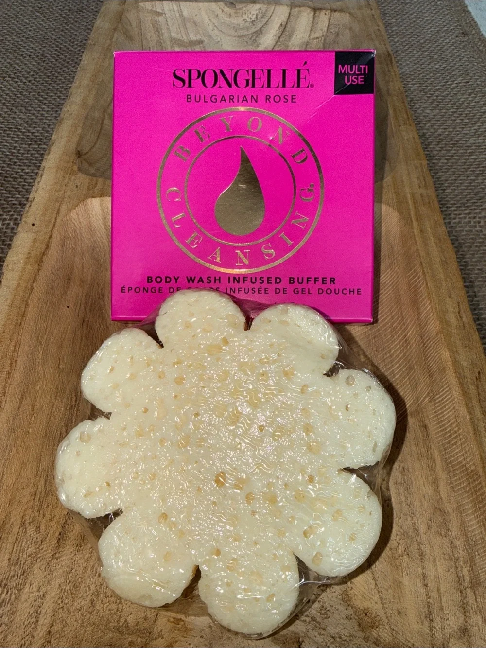 Spongelle Bulgarian Rose Body Wash Infused Buffer - Pink & Cream